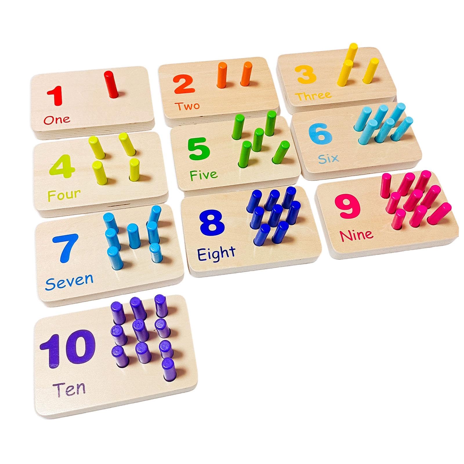 Tavola Numerica in Legno con Pioli, Materiale Didattico Manipolativo per Contare E Imparare La Matematica, Ideale per Bambini E Bambine Dell'asilo