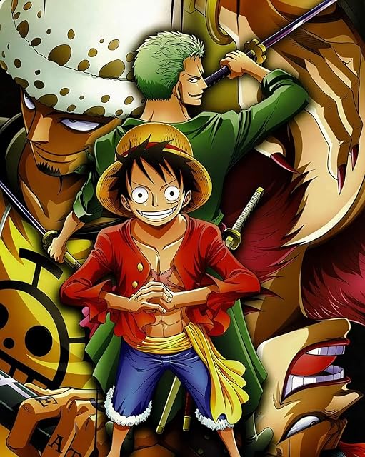 One Piece Pintura por Números para Adultos, Kit de Pintura al óleo de Lienzo DIY para Niños con Pinceles