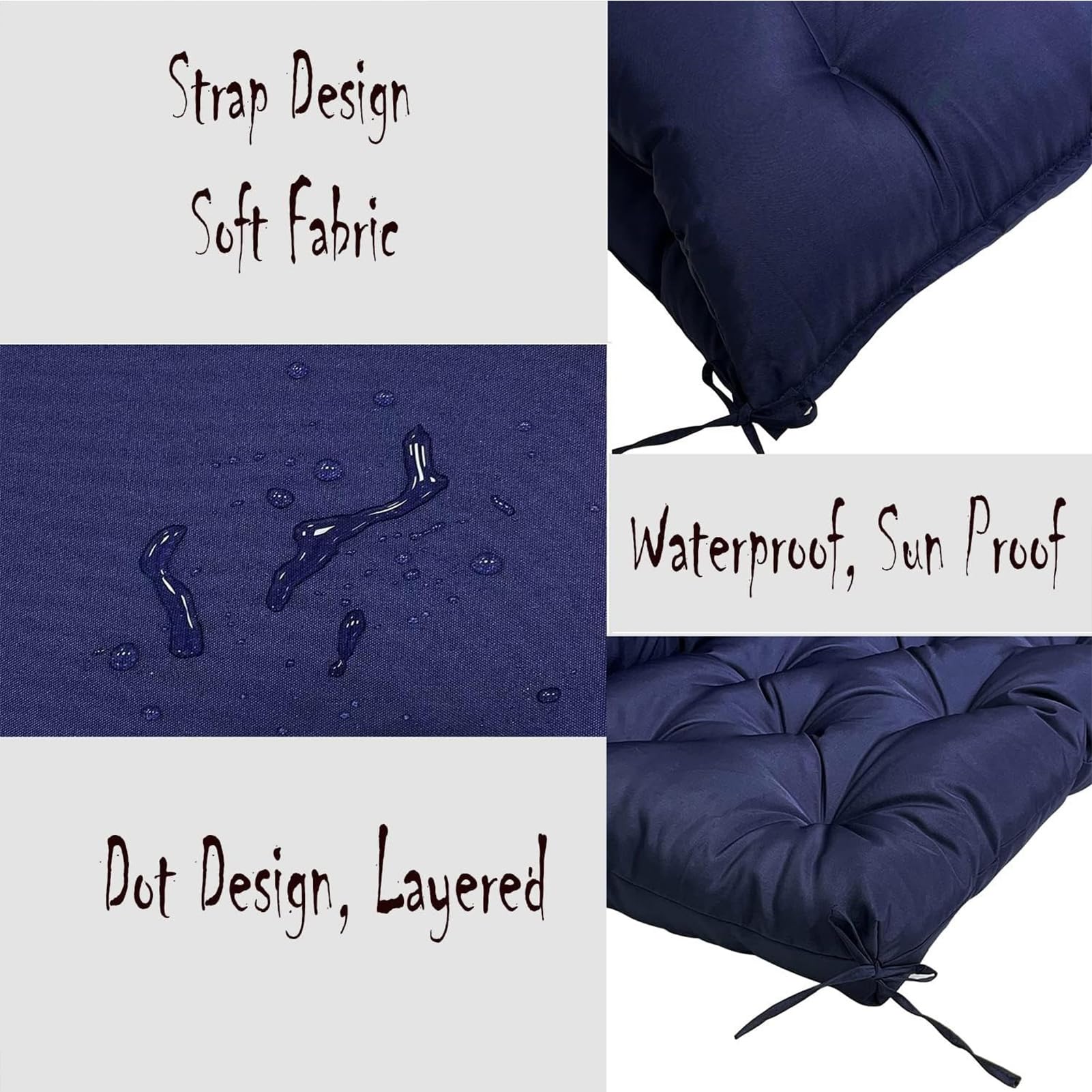 Cuscini Di Oscillazione All'aperto Con Schienale, 2 O 3 Persone Di Ricambio Della Panchina Impermeabile Cuscino, Seater Wicker Rattan Swing Seat Pads Per Giardino Esterno Interno,1,150*100*10cm