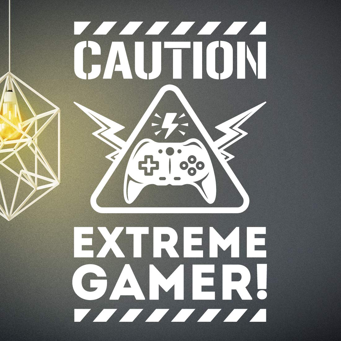 Wall4stickers Boys White Caution Extreme Gamer Wall Sticker Bedroom Decor Gaming Wall Art Kids Room Decorations Stickers Teen Gamers Posters Decal Teenage Decoration Vinyl Home Mural Funny Game Rooms Design
