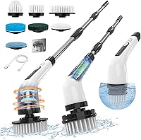 Vista 1 de Electric Spin Scrubber, Cordless Cleaning Brush, Shower Scrubber with 7 Replaceable Brush, 2 Speeds and Adjustable Extension Handle for Bathroom