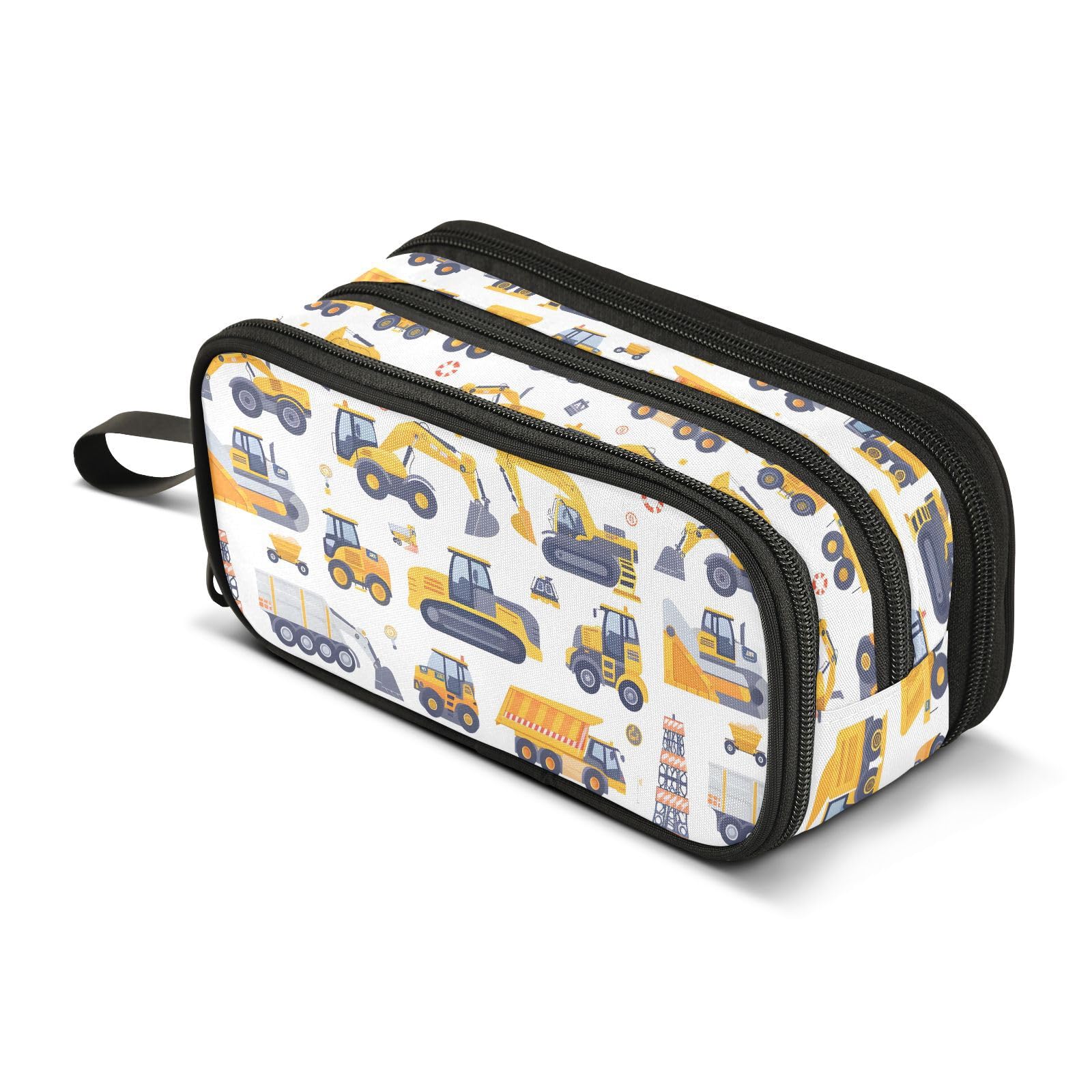 Mnsruu Construction Truck Car Pencil Case Large Capacity Pen Bag Girls Boys Pencil Pouch Stationery Organizer Holder Zipper Pen Case for School Office