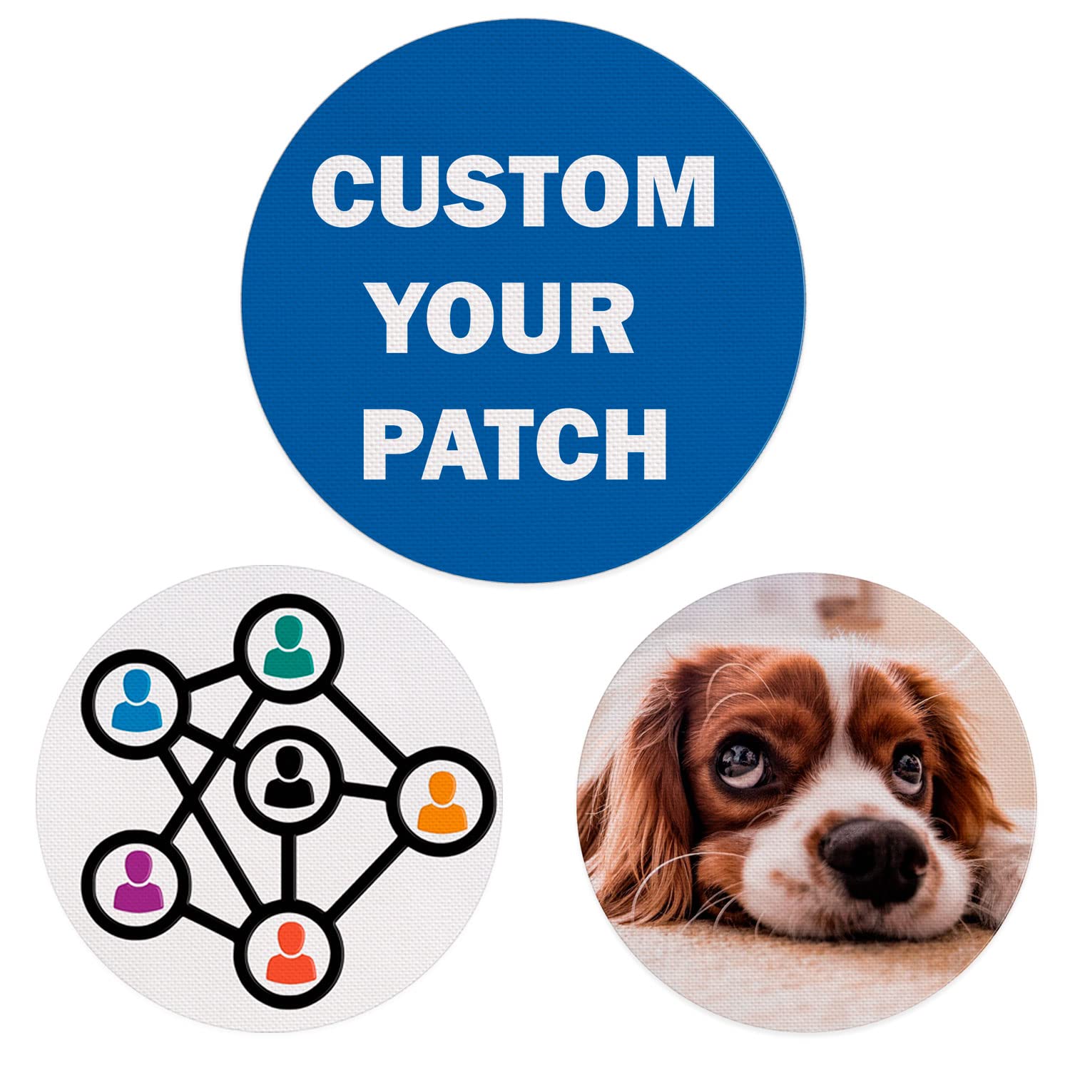 12 Parches termoadhesivos personalizados con imagen, logotipo, escudo, bandera. Parches circulares para planchar sobre uniformes, productos DIY, identificación ropa. Apliques plancha 70mm x 30mm.
