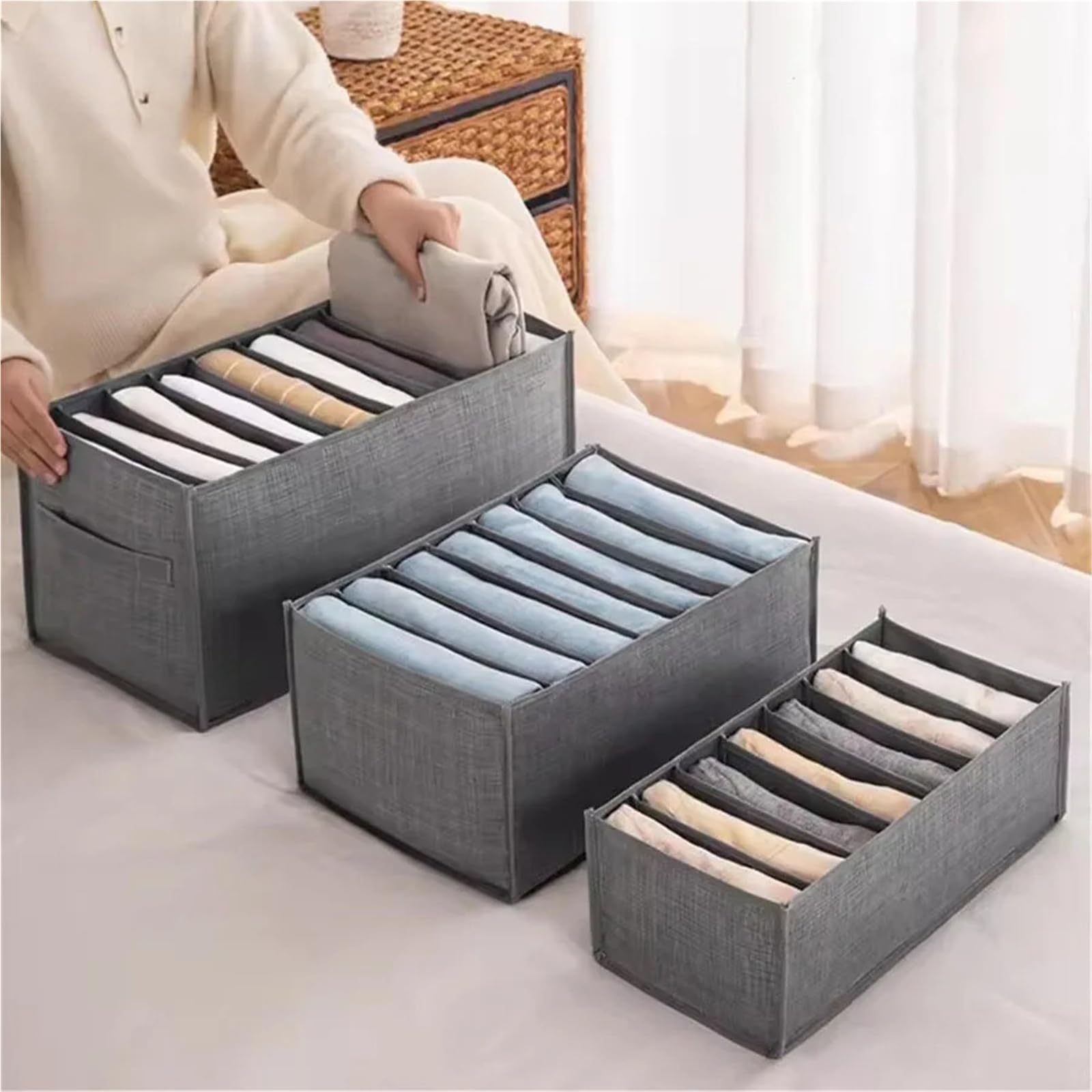 Organizador de cajones para Ropa Interior, Caja de Almacenamiento para Calcetines, Sujetador, 2 Piezas, Ropa, Pantalones y Vaqueros, Armario, Corbata, Camiseta.