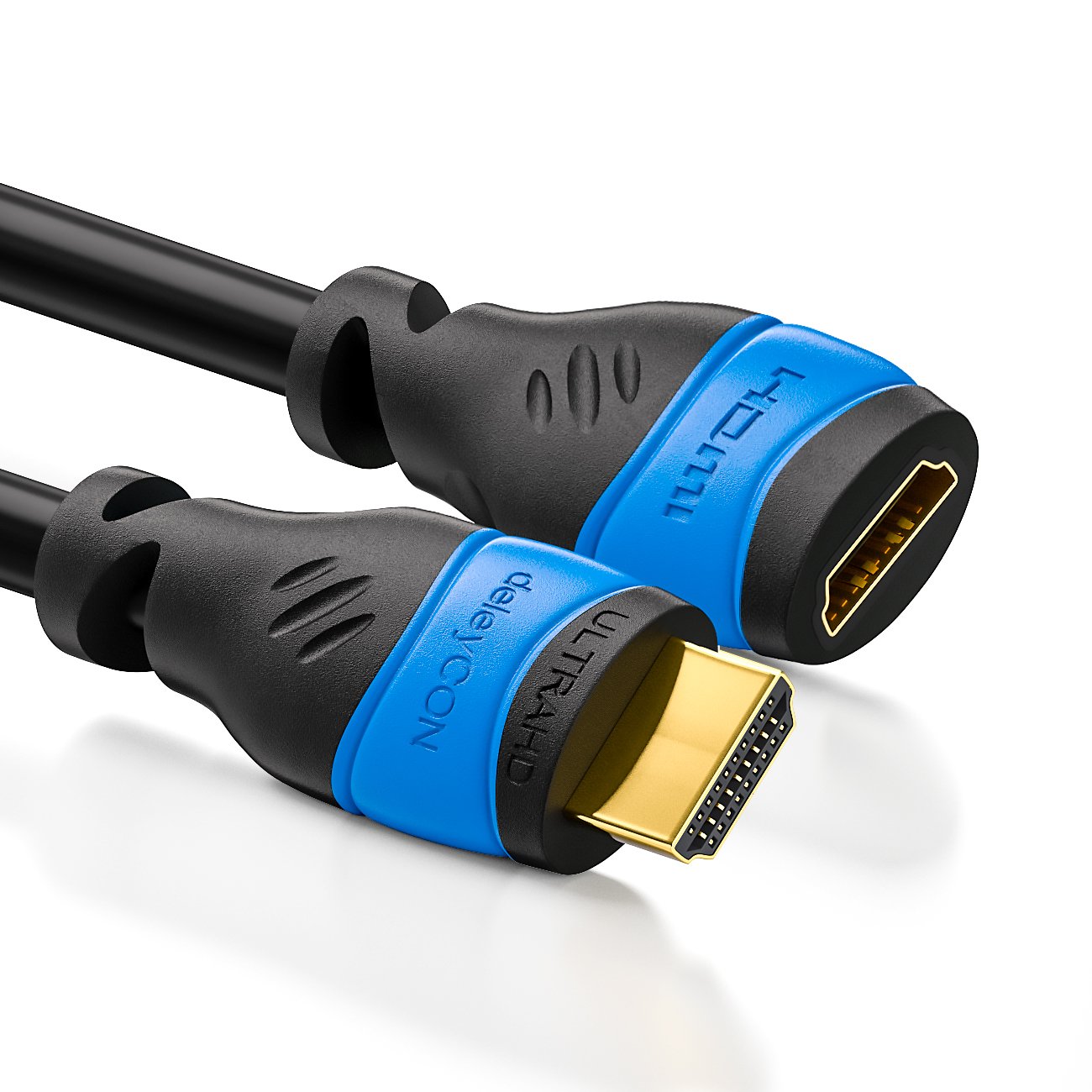 deleyCON 1,5m Cavo di Prolunga HDMI - Compatibile con HDMI 2.0a/b/1.4a - UHD, 4K, HDR, 3D, 1080p, 2160p, ARC, Type a (Standard) - Nero/Blu