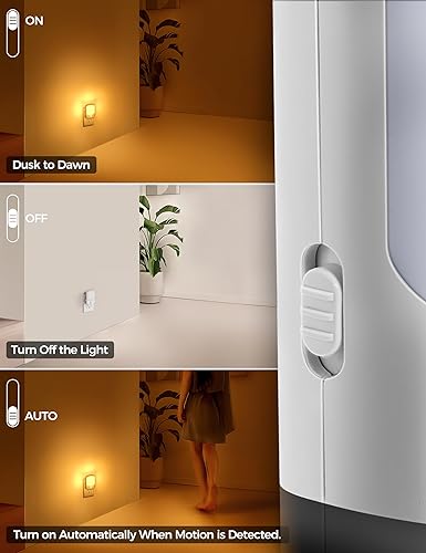 Miniatura 10 de DORESshop Luz nocturna roja enchufable, luz nocturna con sensor de movimiento, luces nocturnas enchufables a la pared, paquete de 2, luz nocturna