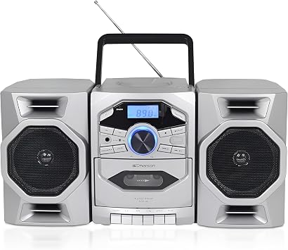 Emerson Portable CD Player Boombox with Cassette Player, Tape Recorder, AM/FM Radio, MP3 AUX Input, Detachable Speakers, AC/DC & Battery Operated Stereo System for Home, Travel, Indoor & Outdoor Use