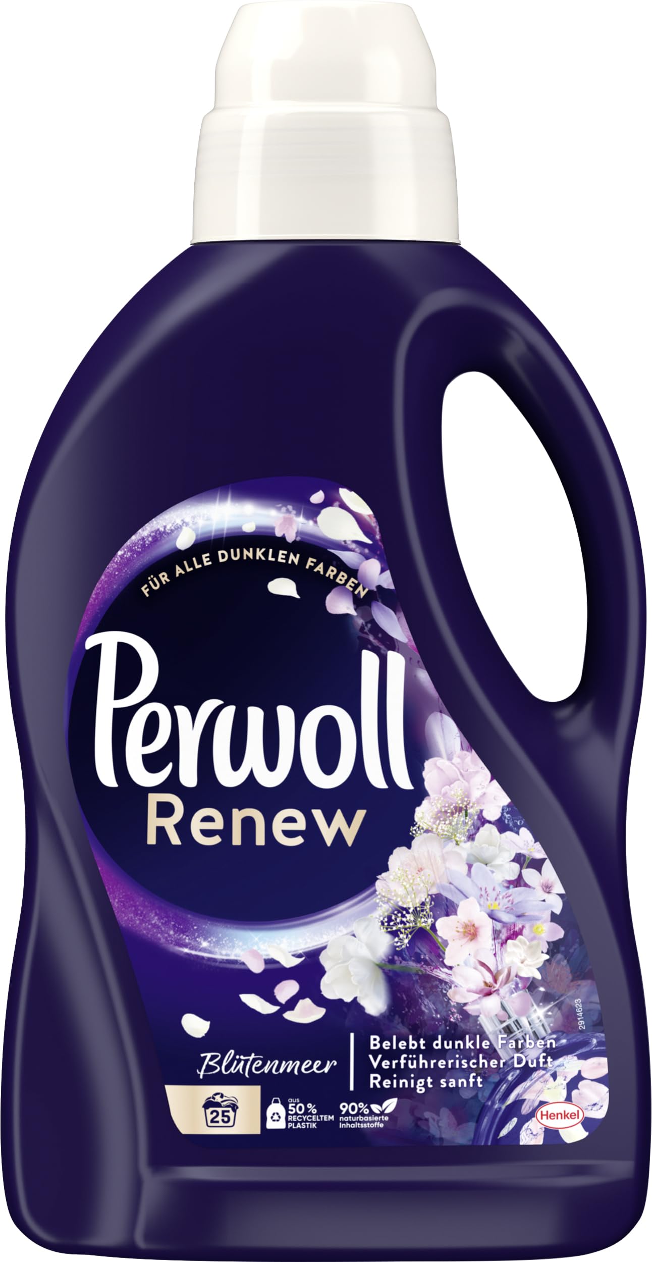 Perwoll Renew Flower Sea Liquid Detergent (25 Washes), Black Laundry Detergent, Mild Detergent Revives Dark Colours & Gently Cleans, with Seductive Fragrance Garden