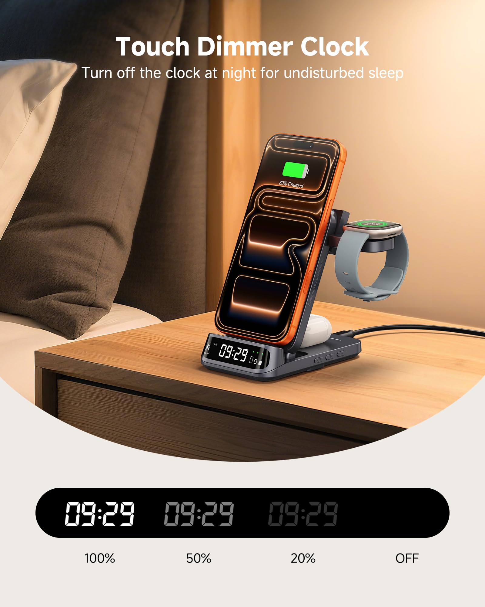 SwanScout Magnetyczna Ładowarka Bezprzewodowa dla Pixel Watch 3/2 (Watch 4/1 Nie Zawarty), Fitbit Versa 4/3, Stacja Ładowania dla Google Pixel 9 Pro Fold/9a/8/7/6/5, SwanScout 708MG2 (Bez Adaptera)