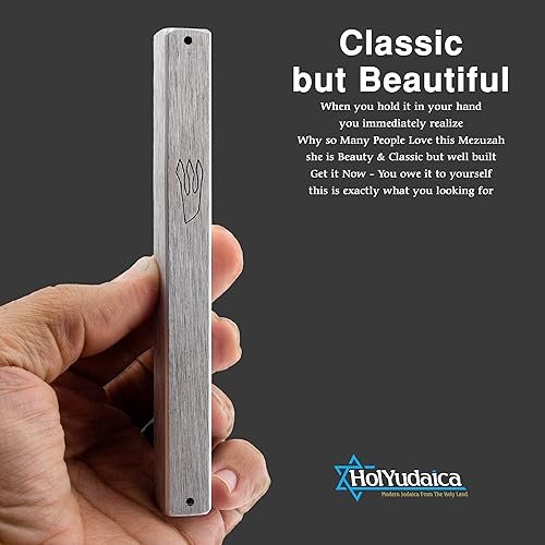 Miniatura 2 de Paquete de 3 Funda clásica de aluminio para mezuzá (con clavo), fácil de despegar y pegar, resistente a la intemperie, mezuzá de puerta hecha en