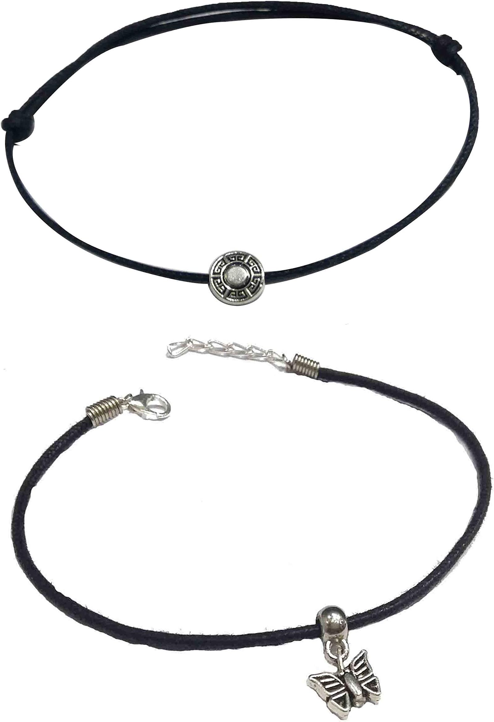 GURJARI JEWELLERS Women's Black Thread with Anklets with oxidised Beads