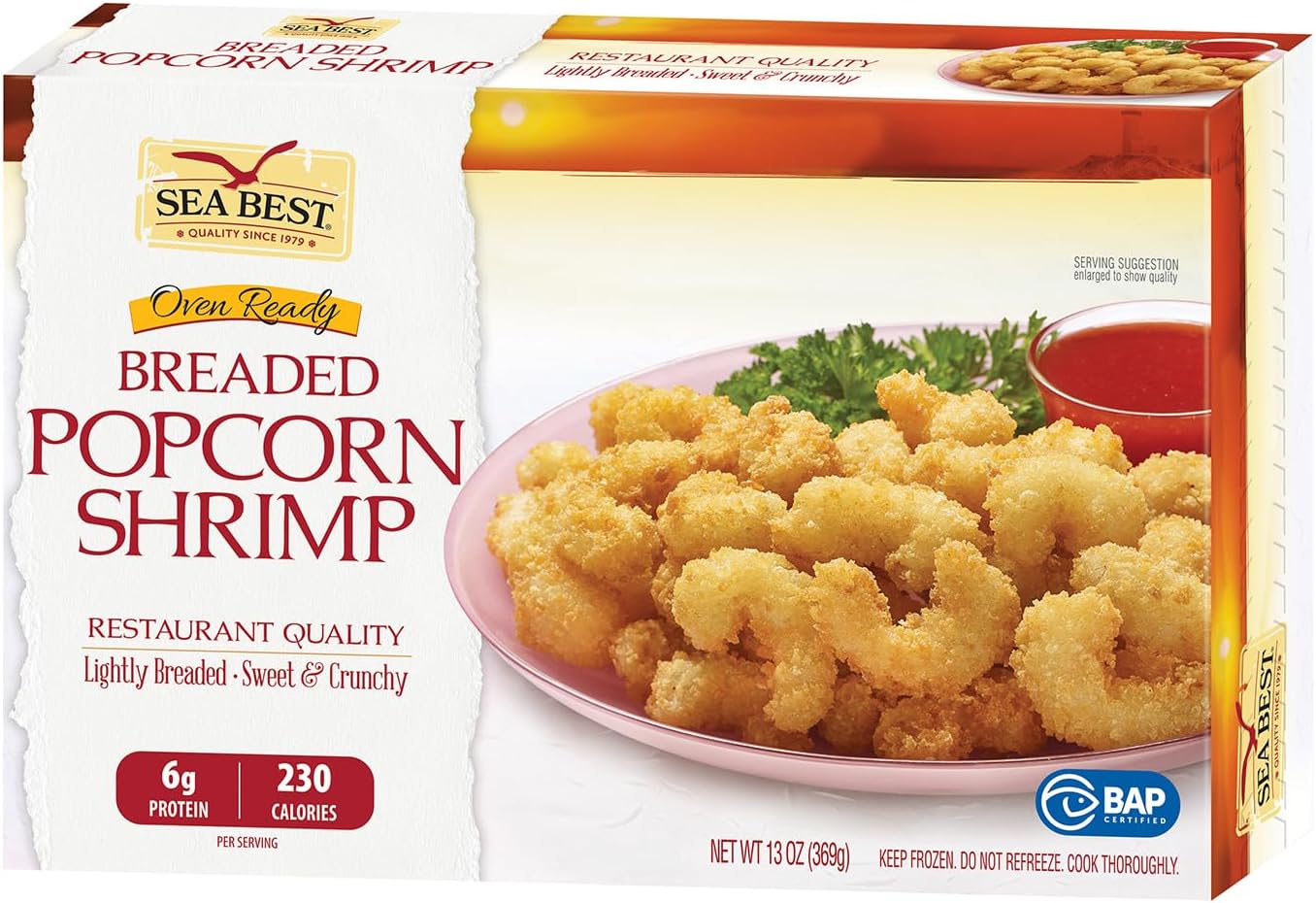 Sea Best Breaded Popcorn Shrimp, 13 Ounce (Pack of 16)
