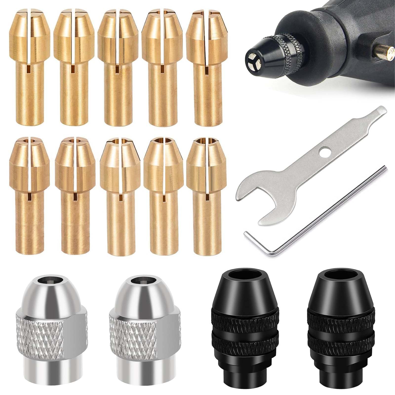 FZYCOM 16 Pcs Chuck Collet Kit, Drill Chuck Collet Set for Dremel 0.8-3.2mm Shank Replacement 4486 Drill Chuck