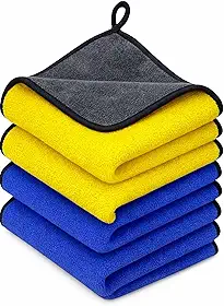 Kit 4 Flanelas de Microfibra Automotiva 30×40 cm – Dupla Face Alta Absorção Não Risca – Cores Sortidas
