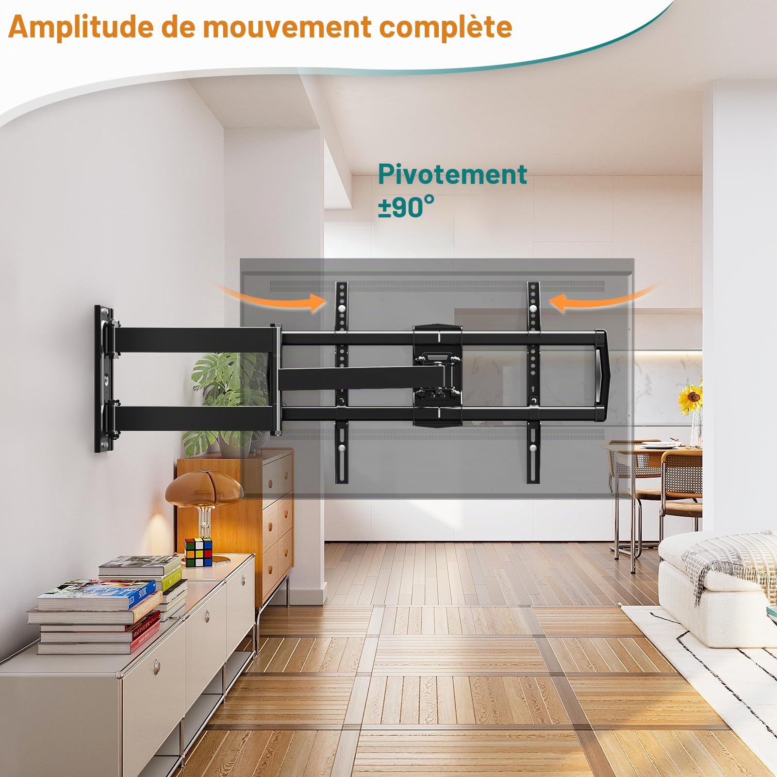 ELIVED Support mural de 813 mm pour la plupart des téléviseurs de 37 à 75 pouces | Bras d'extension, inclinable, pivotant, support mural d'angle pour TV, VESA max 600 x 400 mm, supporte jusqu'à 45 kg