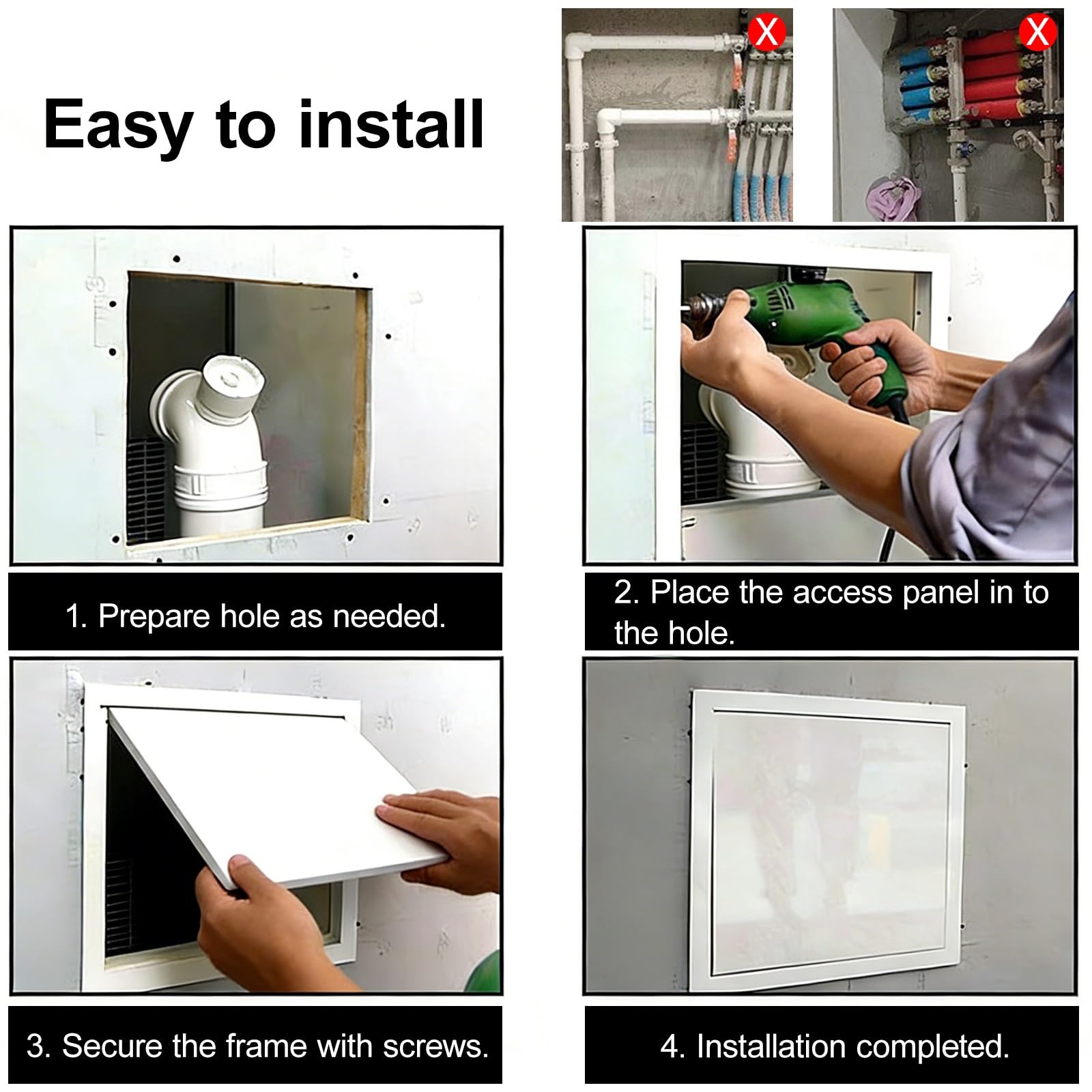 Trampilla Pladur Tapa de Acceso al Ático en el Techo, Trampilla Magnética de Inspección de Paneles de Yeso, Tapa de Acceso a Servicios con Marco de Aluminio para Techo/Pared