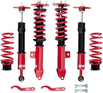 BFO Coilovers for Dodge Challenger SRT8 2008-2010 RWD, for Dodge Charger 2006-2010, Height Adjustable Coilovers Suspension Kit, Preset Damping Shock Absorber Struts, Lowering Kit Red