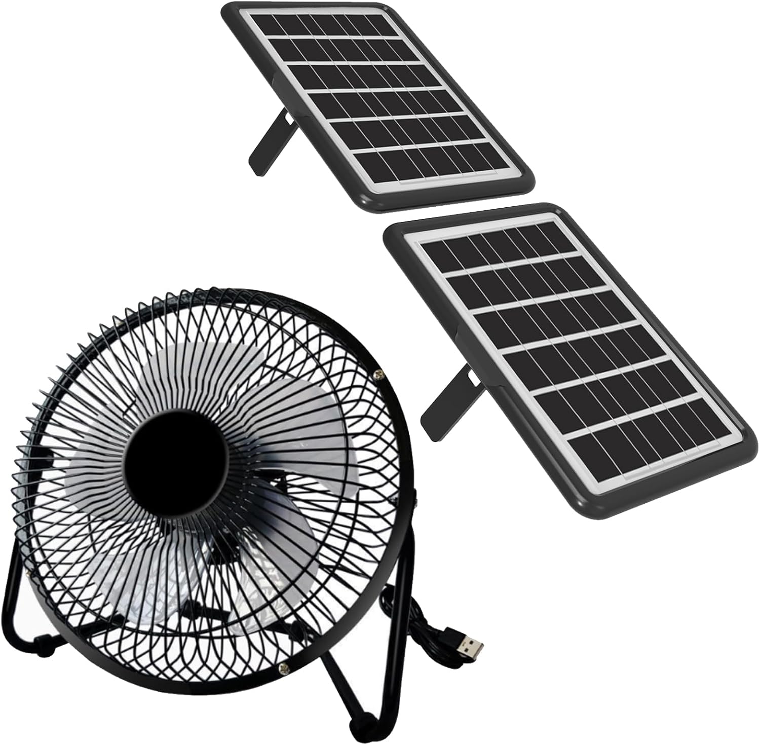 8 Inch Solar Fan with Dual Solar Panels, 25W Powerful Solar Powered Fan for Air Circulation and Cooling in Greenhouse, Pet House, Chicken Coop, Garage, Camping, Install-Free
