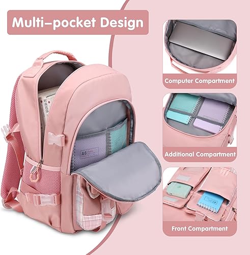 Miniatura 3 de Mochila para niñas - Mochilas para libros y mochila escolar para niñas, Rosado, Mochilas Daypack