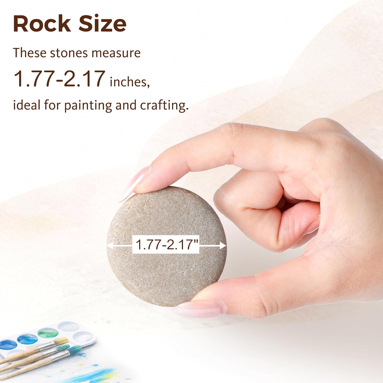 ROCART 100 PCS Small 1.77-2.17" Smooth Natural River Rocks for Painting, Flat Painting Rocks & Craft Stones for Arts, Classroom Activities & Bulk Craft Projects