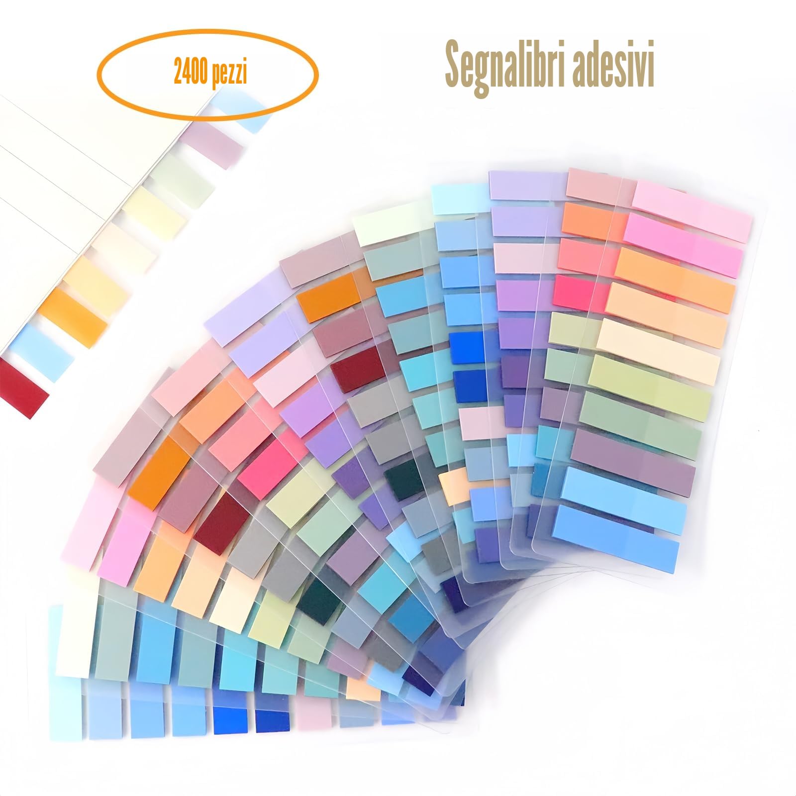 Segnapagina Adesivi Colorati 2400 Pezzi, Adesive Scrivibili Sticky Notes per File Classificabili