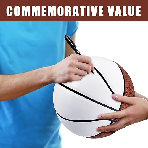 Miniatura 6 de Liliful Autograph Baloncesto con soporte de bola acrílica, bolígrafo de firma y bomba en blanco, bola oficial de 4 paneles, regalos para