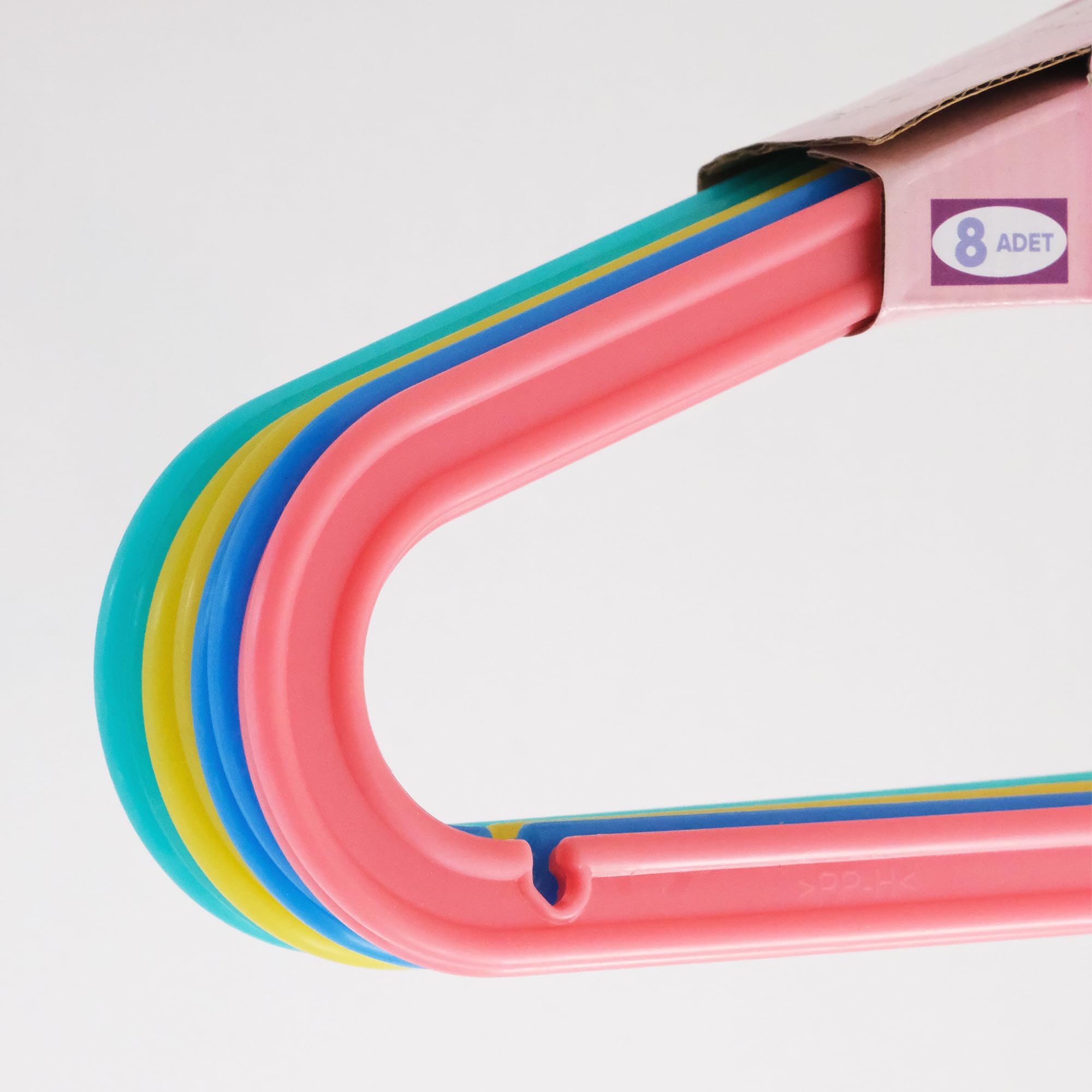 Huub Hanger Plastik Çocuk Askısı, Elbise Askısı, Renkli Askı, Slim Askı (Standart, Adet, 8)