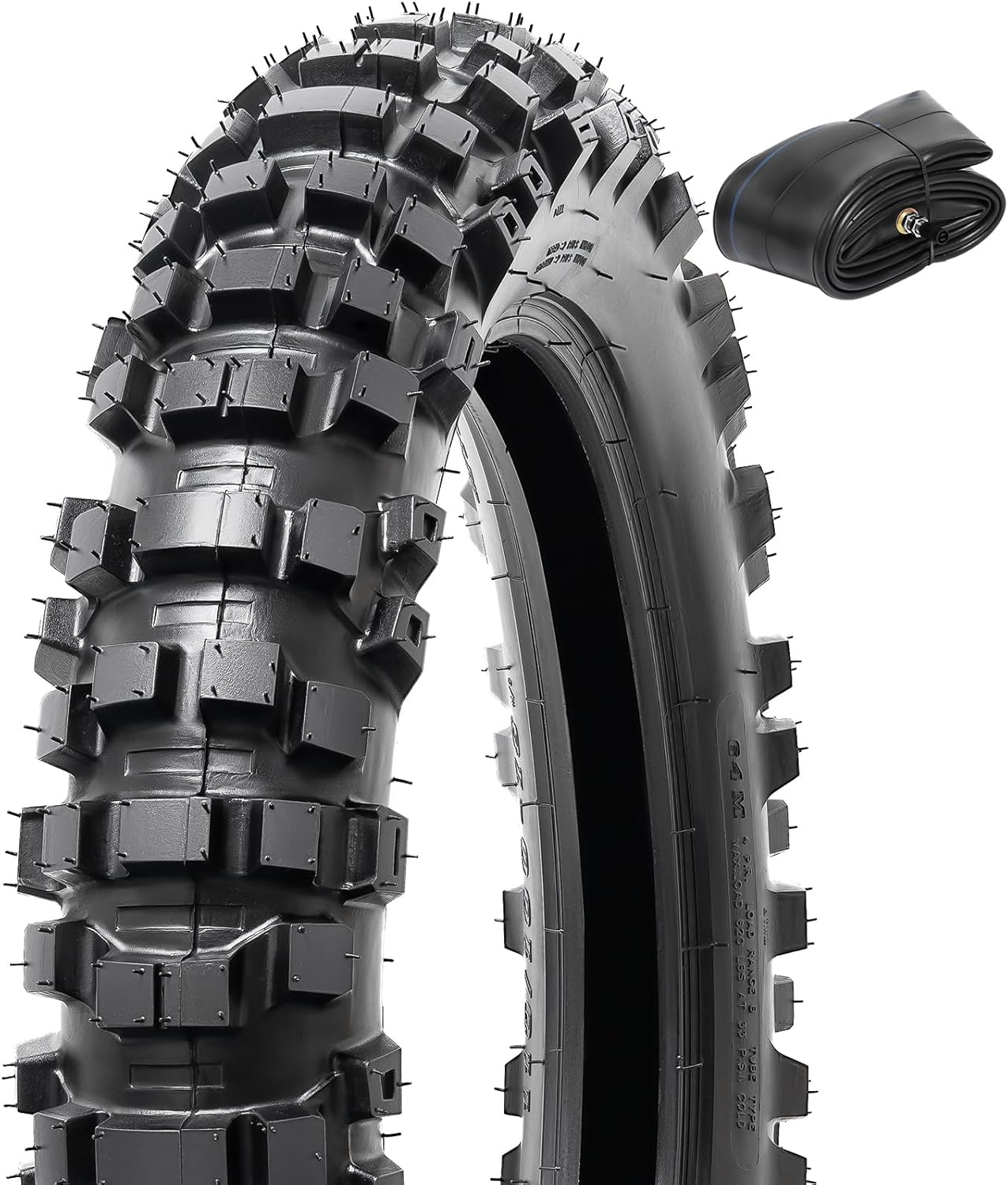 110/100-18 4PR TT 64M Dirt Bike Front/Rear Tire and Inner Tube Compatible with 110/100-18 Off Road Pit Bike/Motorcycle Tire (P-2002)