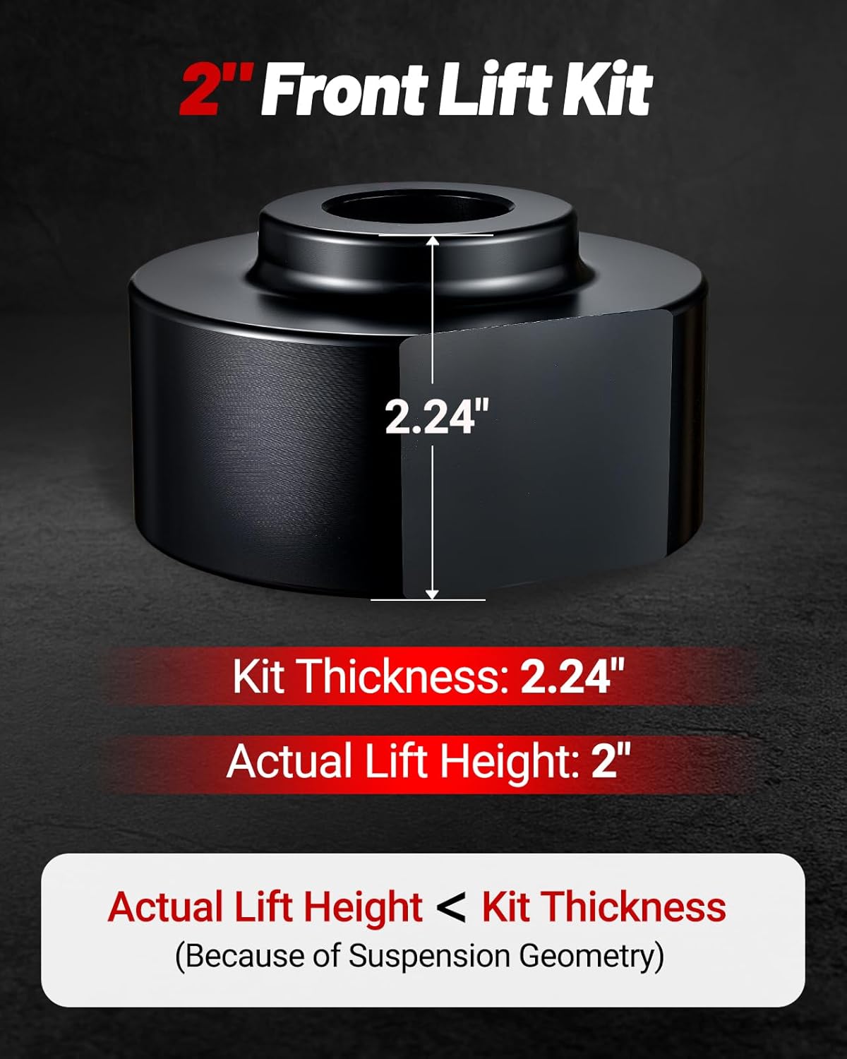 EVIL ENERGY 2" Front Leveling Lift Kit Compatible with 1981-1996 F150 4WD, 1981-1996 Bronco 4WD, 1983-1996 Ranger 4WD, 2 inch Strut Spring Spacers with 5/8" Stud Extenders Black