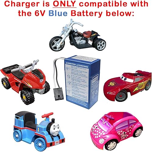 Miniatura 5 de Cargador de repuesto con certificación UL de 6 voltios para ruedas eléctricas Fisher-Price modelos de batería azul para niños pequeños 00801-1230 -