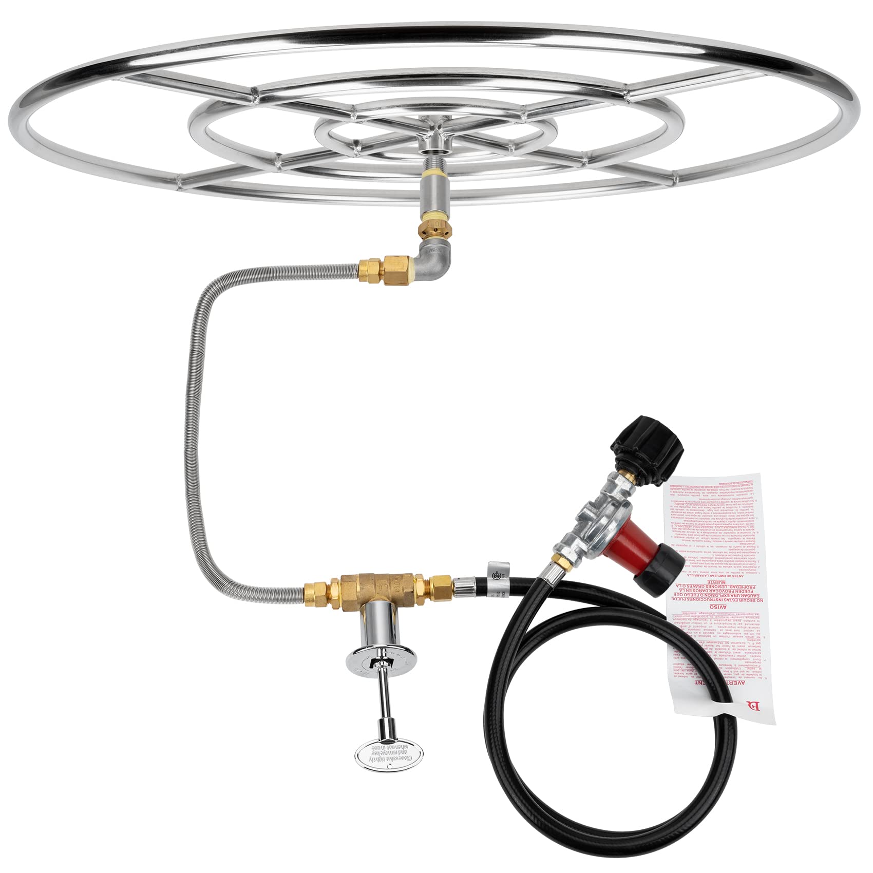 Stanbroil LP Propane Gas Fire Pit Stainless Steel Burner Ring Installation Kit, 30-inch