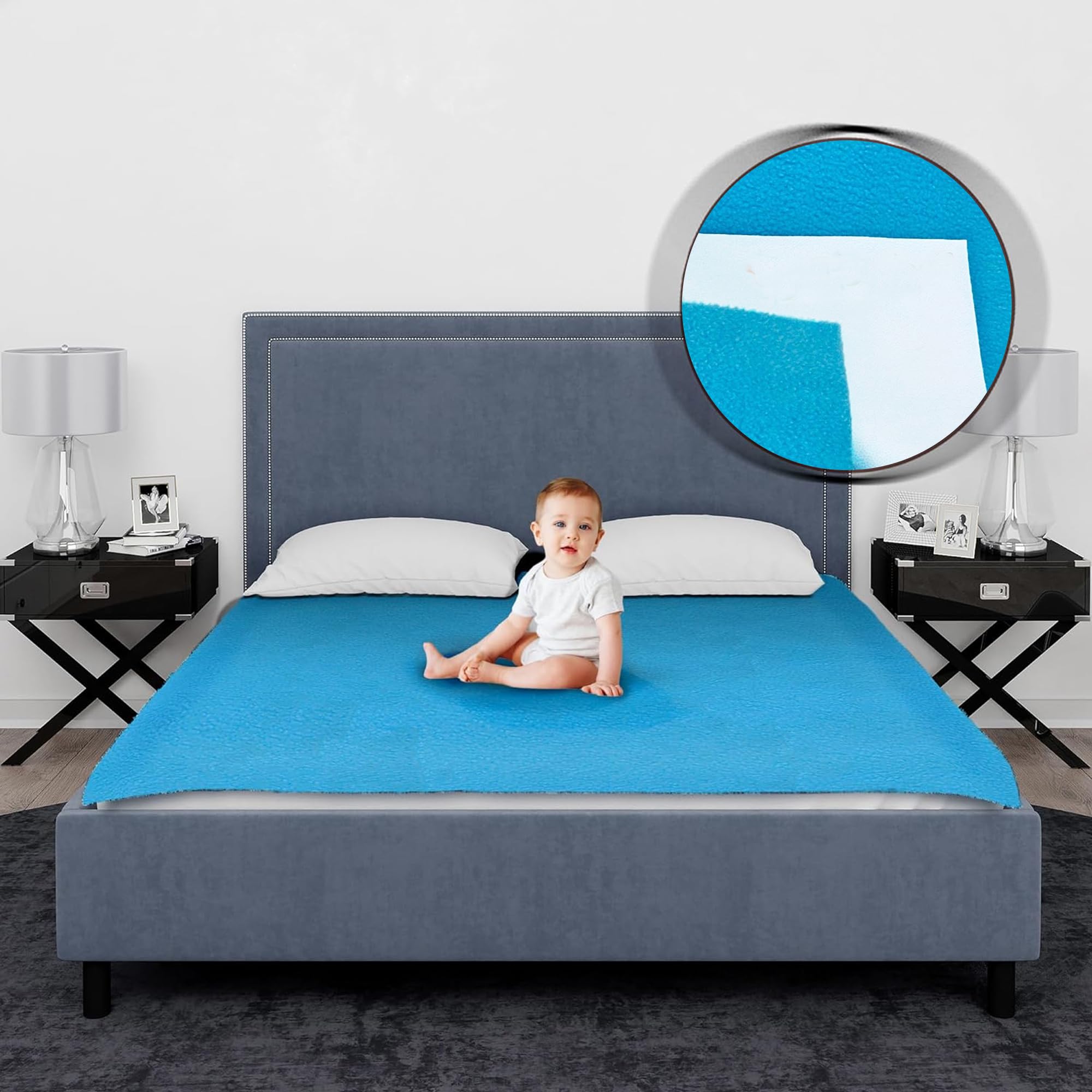 Soft Waterproof Dry Sheet | XXL/Double Bed Size 260×200 cm | Quick Dry Sheet for Baby & Adults | Reusable Extra Absorbent Bed Dry Sheet with Anti-Piling Fleece - Firoza