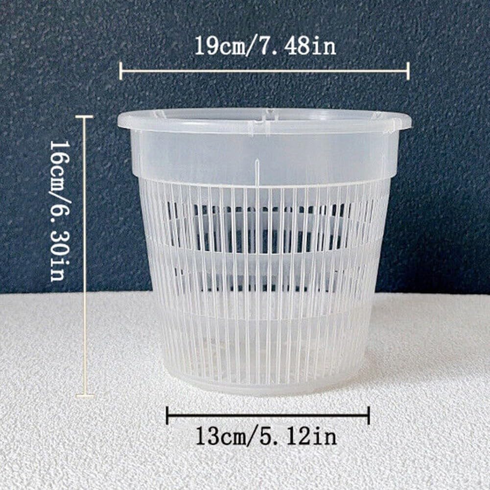 Lot de 10 pots à orchidée transparents avec bases en plastique ABS ventilés avec trous de drainage pour la croissance des racines, conteneurs transparents pour plantes grasses, cactus (190 mm)