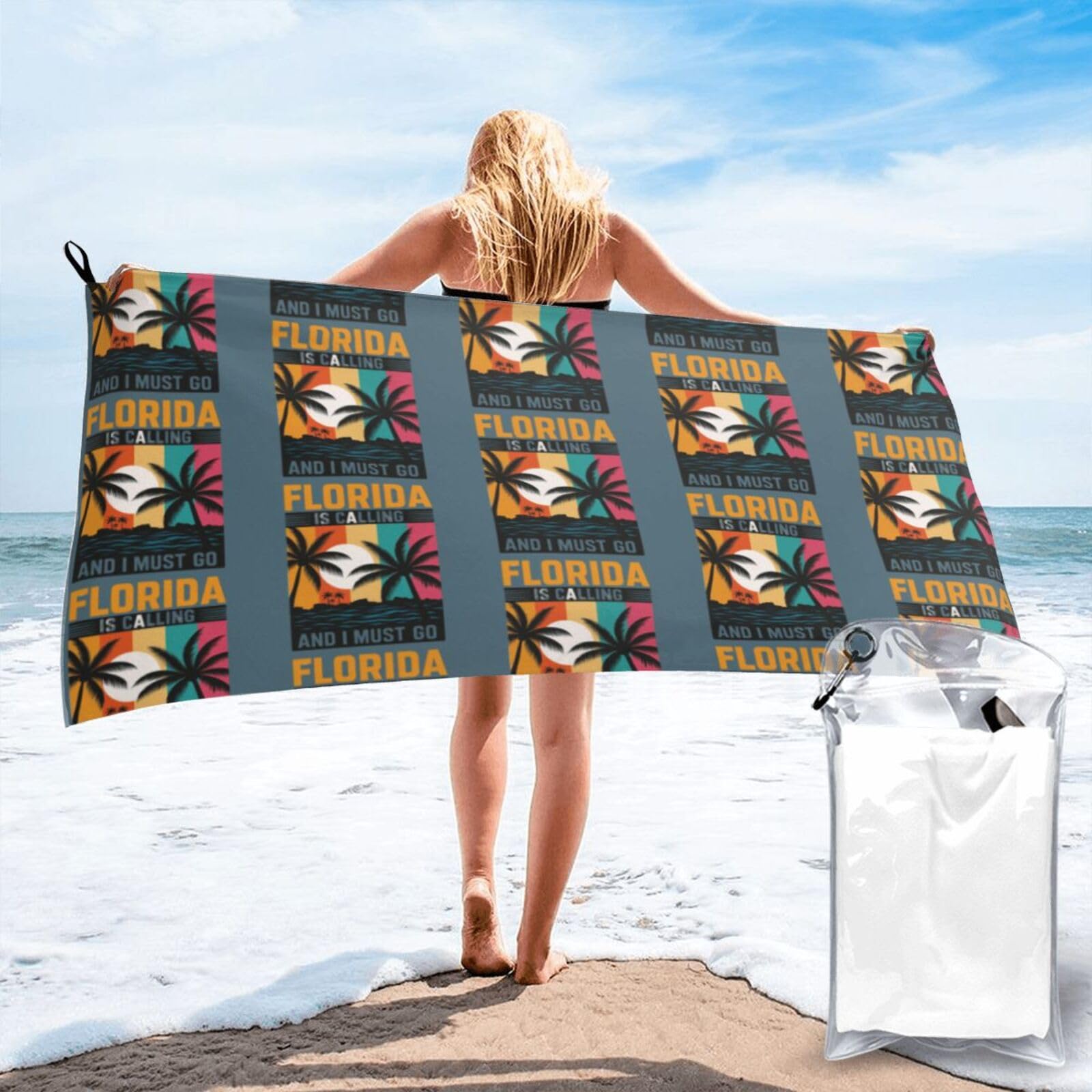 FHIZOAL We'Re Going To Florida Quick Dry Towel Microfibre Towel Super Absorbent Ultra Compact Gym Sports Beach Camping Travel