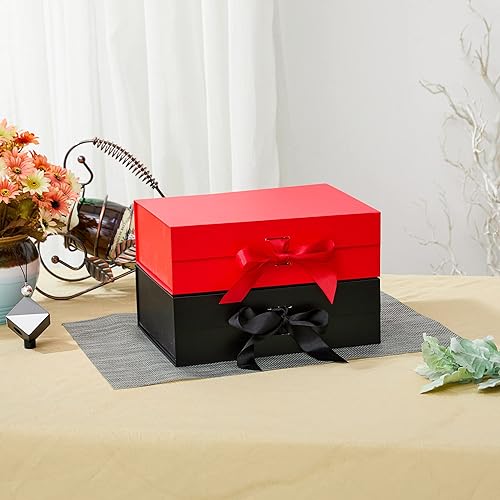 Miniatura 6 de Caja de regalo grande de 10.5 pulgadas con tapa magnética y cinta para Navidad, día de San Valentín, cumpleaños, regalos de novia, bodas, bricolaje