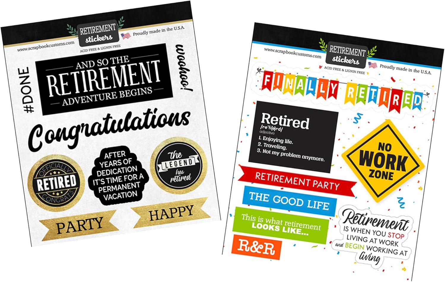 Retirement Stickers for Scrapbooking Happy Retirement