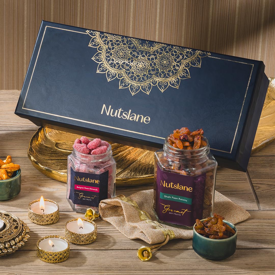 Nutslane Premium Dry Fruits Festive Gift Hamper - ROOHII, Shahi Paan Raisin, Belgian Rose Almond, Salsa Cashew, Perfect for Festival, Diwali, Rakhi, Holi, Corporate & Family Gifting, Healthy Snack