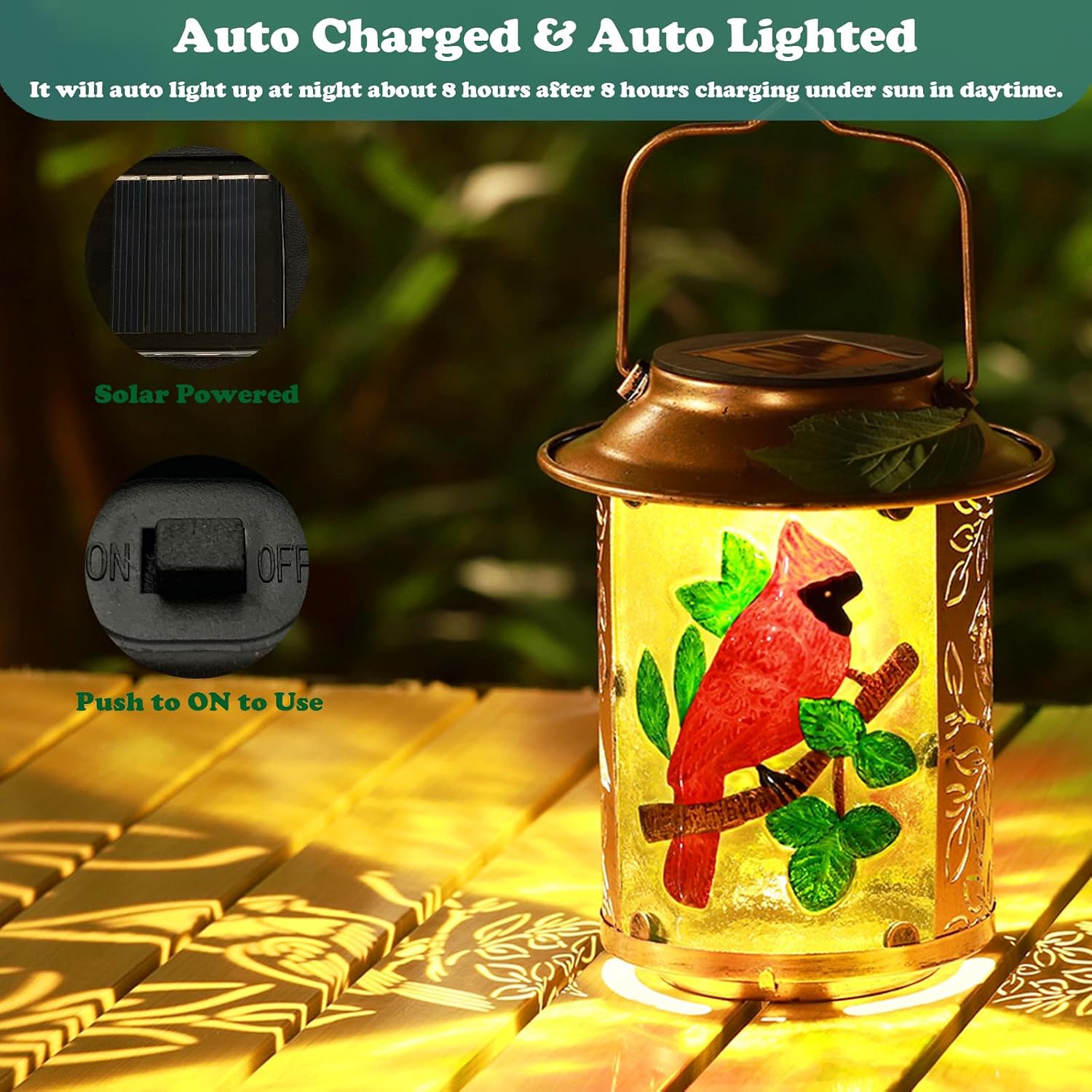 Cardinal Solar Lanterns Garden Decor, Cardinal Gifts for Women Mom Grandma Hanging Solar Lantern, Solar Lights Outdoor Waterproof Lantern, Solar Table Lantern Outside Yard Holiday Party Décor-Cardinal