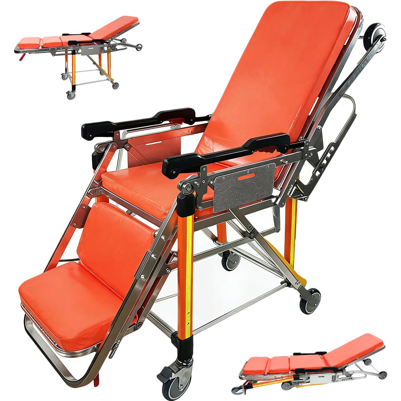 Camilla Plegable Para Ambulancia Camillas De Rescate Con Ruedas Camilla De Primeros Auxilios Emergencia Con Correas Aluminio Resistente Portátil Para Evacuaciones Emergencia