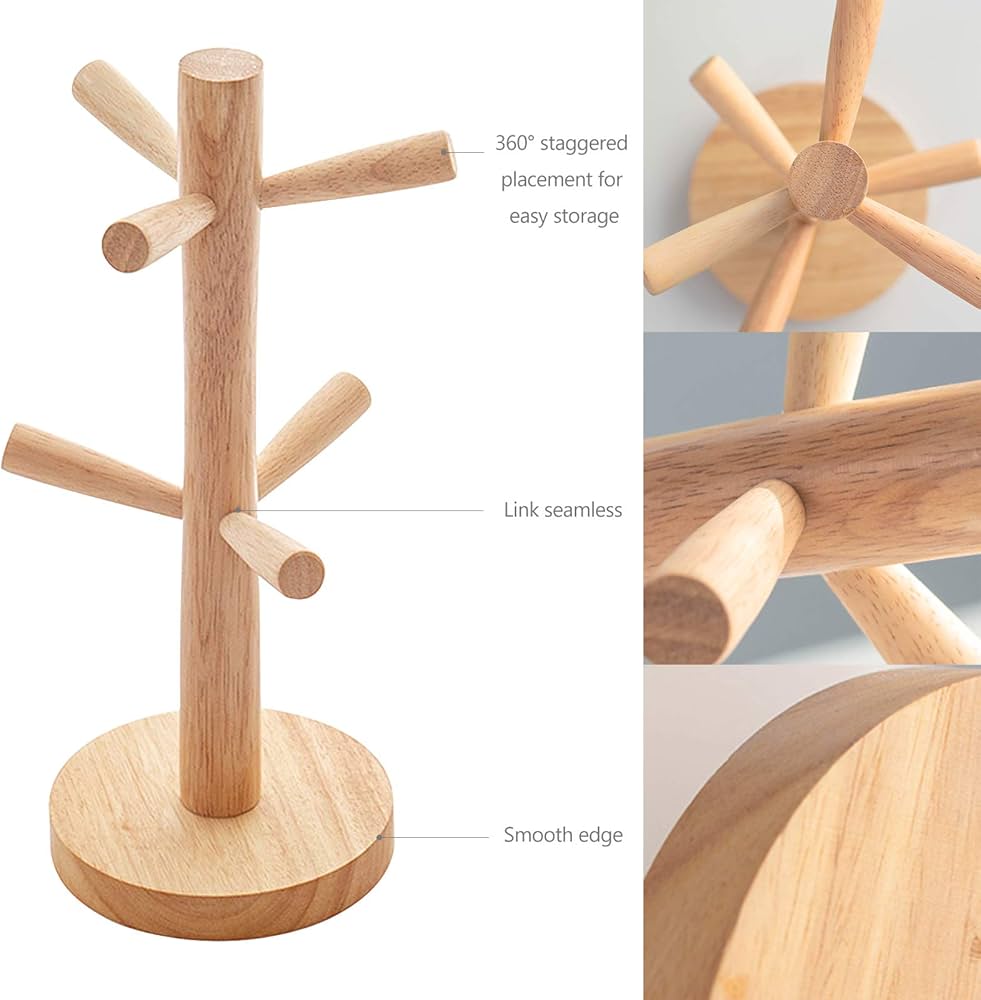 Porta Tazzine Per Cucina Espositore Tazze Porta Tazze Da Appoggio, Supporto Per Tazze Con 6 Ganci, Albero Per Mug Da Bancone, Accessorio Per Angolo Caffè, Organizer Per Tazze, Nero Porta Tazzine Da