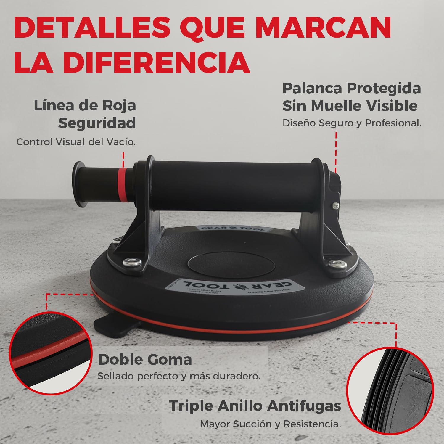 2 Ventosas para Azulejos con Maletín | Diámetro 20 cm y Carga Máxima 260 kg | Ventosa para Cristal Profesional, Ventosa para Elevar y Transportar Mármol, Vidrio, Muebles