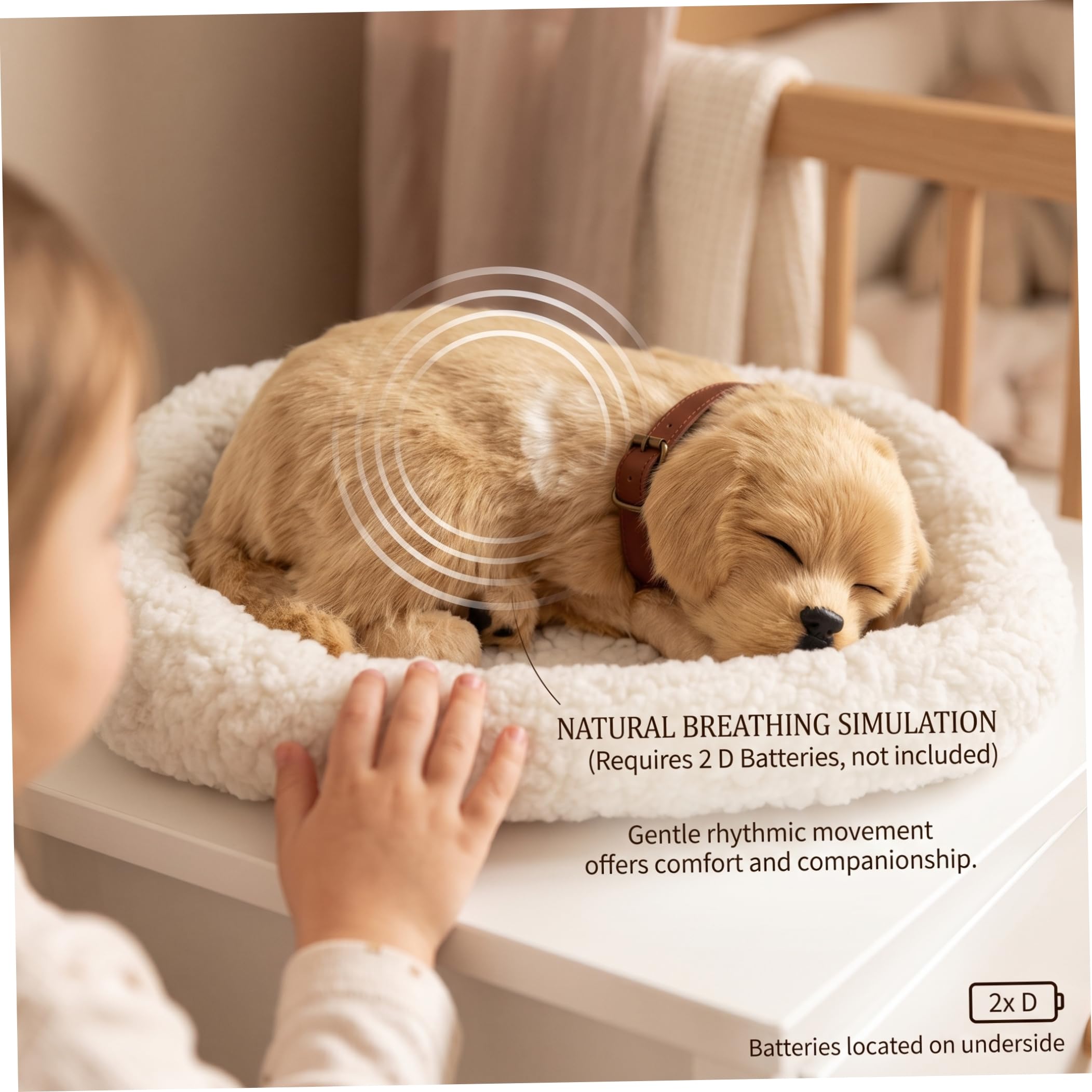 Cane realistico, peluche che respira con letto, Labrador