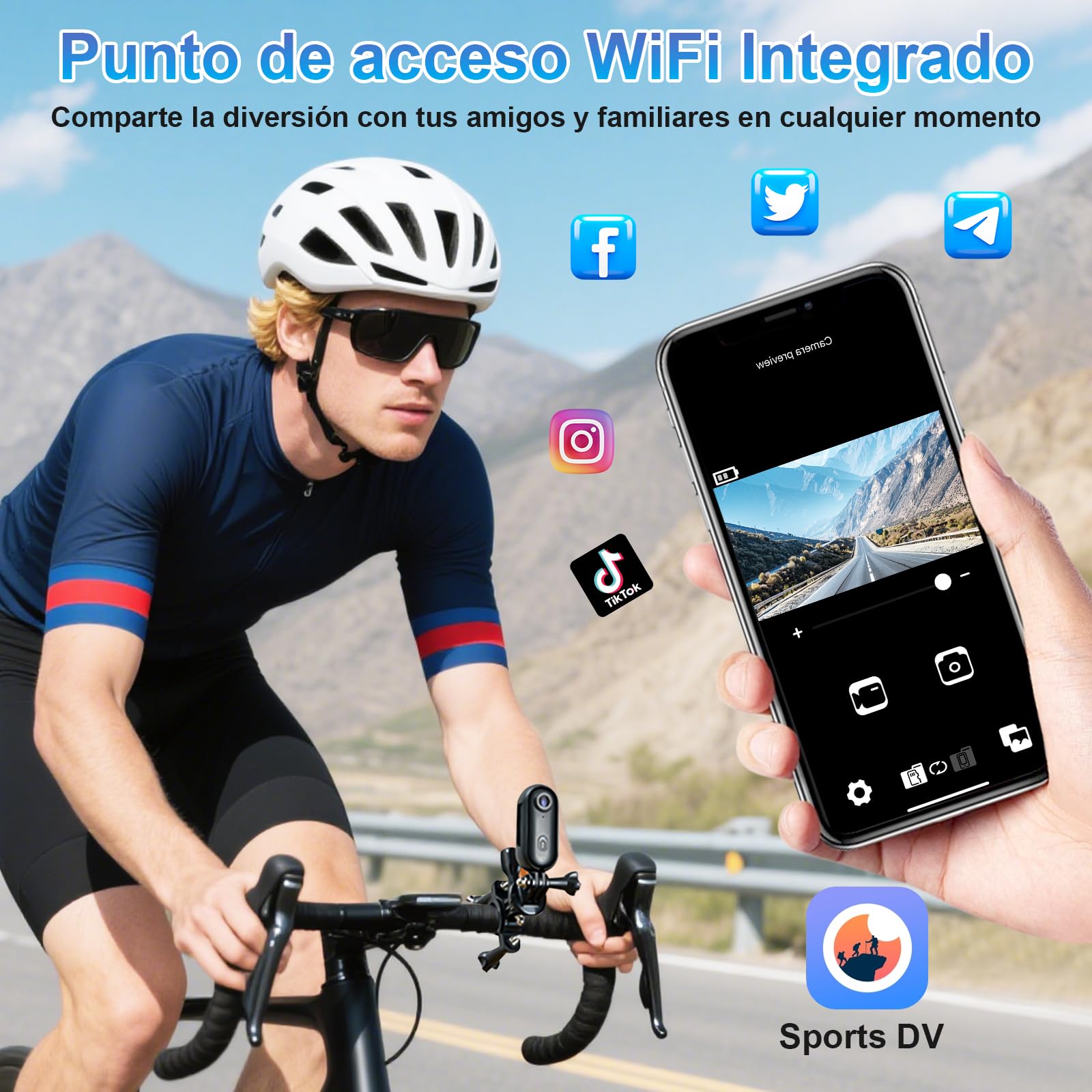 Portátil Cámara Deportiva WiFi, ‌Mini Action CAM 1080P, Cámara Acción Impermeable 30M con Gran Angular 120° para Moto/Buceo/Ciclismo, 120 Min Autonomía, Ideal para Deportes Extremos 2026