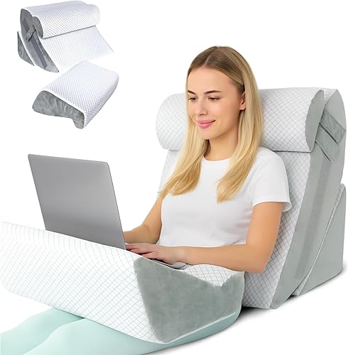 Juego de 4 almohadas de cuña para después de la cirugía, soporte ortopédico ajustable de espuma viscoelástica para recuperación poscirugía, dormir,