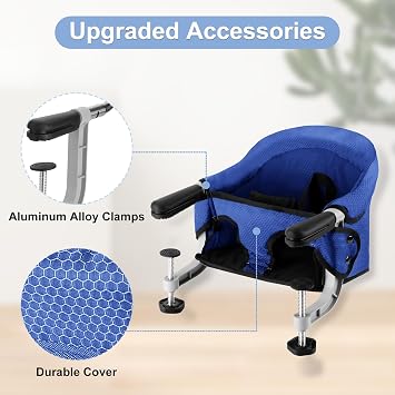 Toogel Hook On High Chair, Foldable Travel Clip Seat for 6-36 Months, Blue