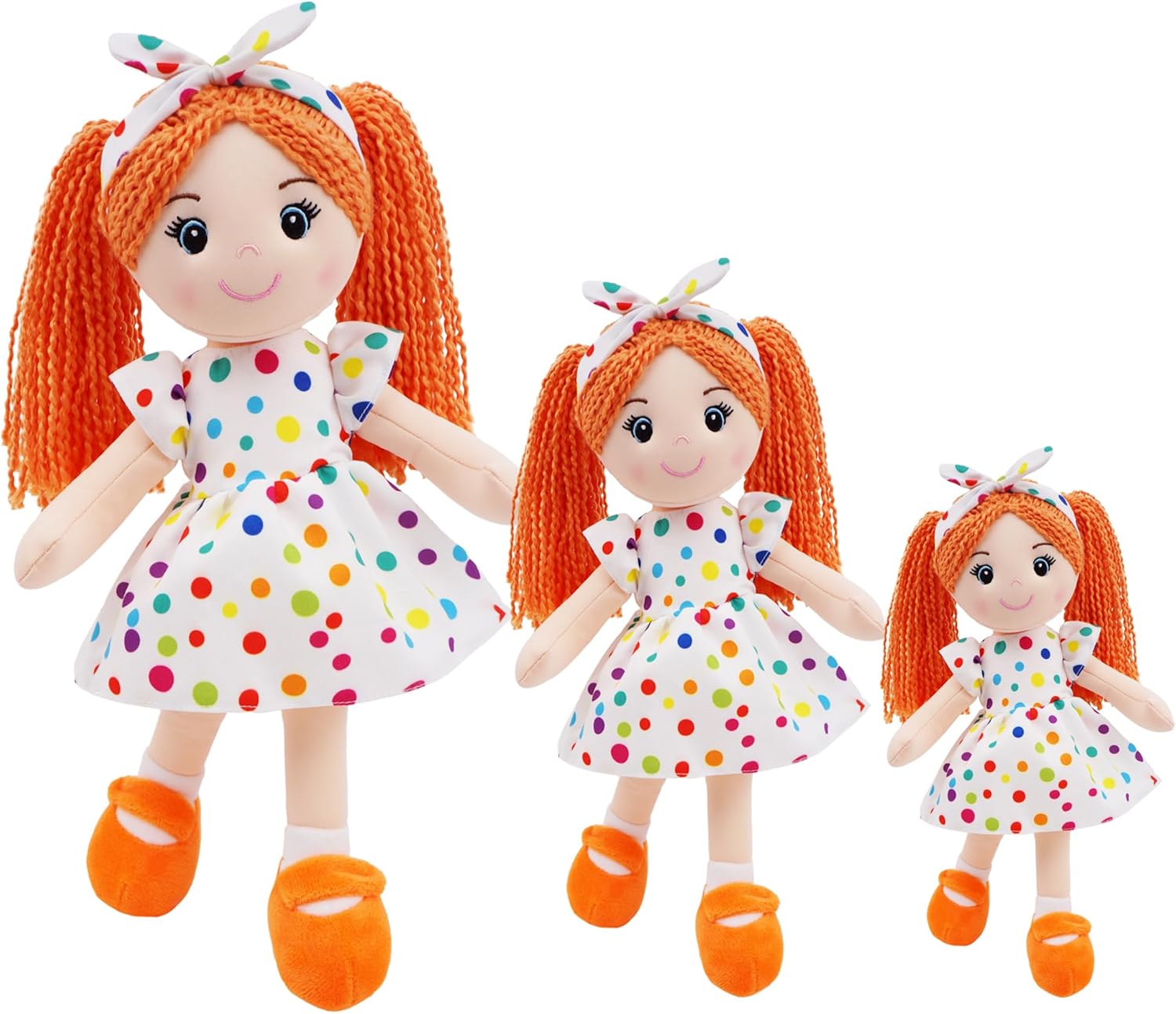 June Garden 18" Snuggle Cuties Bella - Soft Cuddly Plush Doll Gift for Girls - Huggable Rag Doll - Orange L