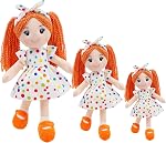 June Garden 14" Snuggle Cuties Bella - Soft Cuddly Plush Doll Gift for Girls - Huggable Rag Doll - Orange M