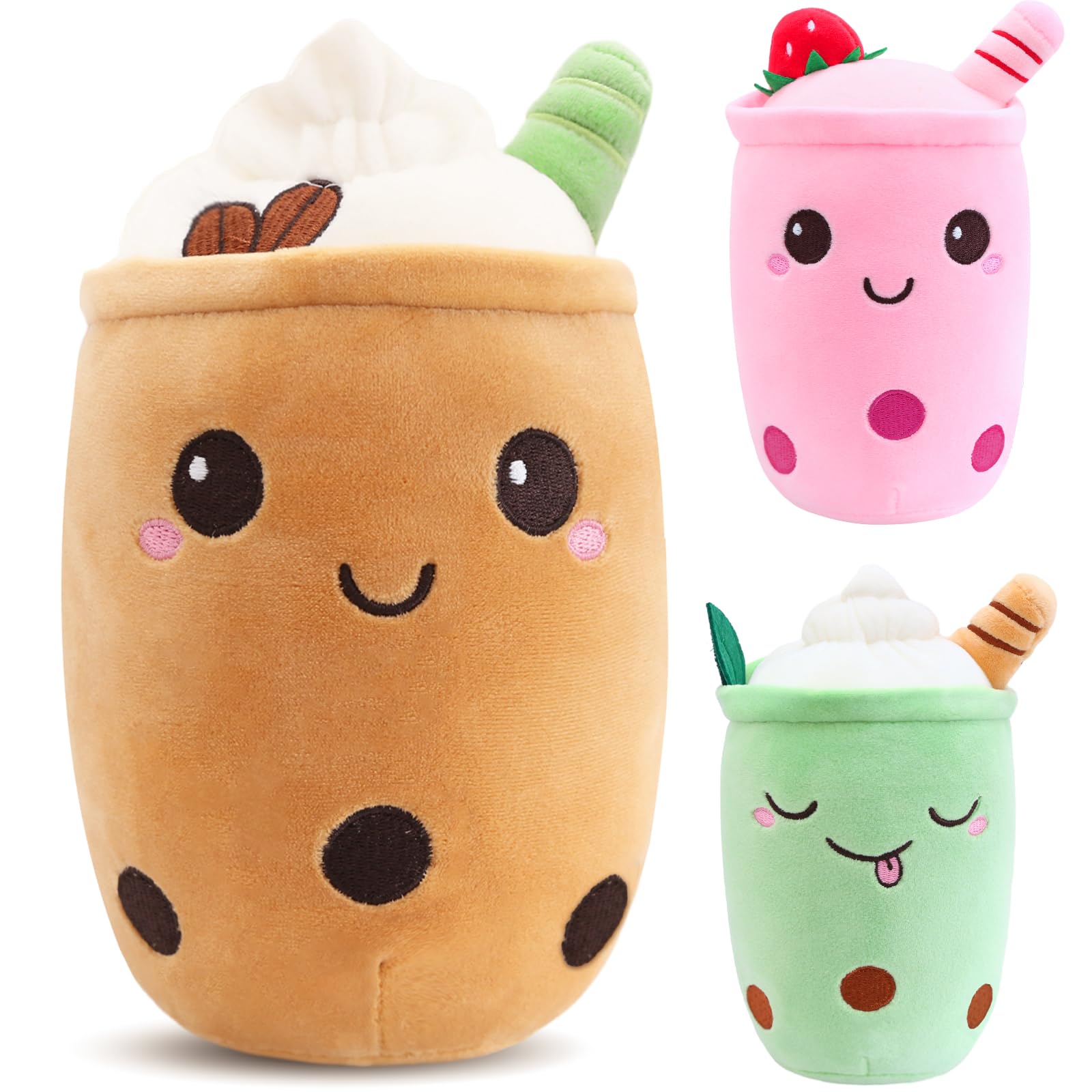 Wirhaut Cute Cartoon Boba Milk Tea Plush Fluffy Stuffies Toys Soft Lifelike, Plush Pillow Plushie Birthday for Kids Girlfriend Adult Skin-friendly Comfortable Cushion Cuddle (24cm)