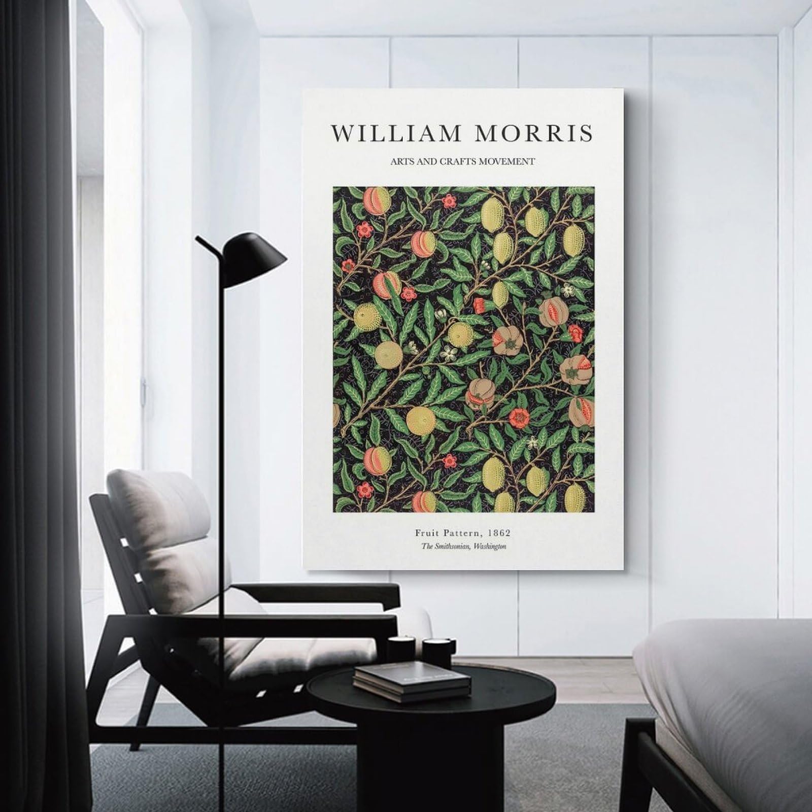 Junmoney William Morris Lemon Canvas Art Print 24x36inch(60x90cm), for Front Hall, Corridor Or Welcome Spaces, Home Artwork for First Impressions