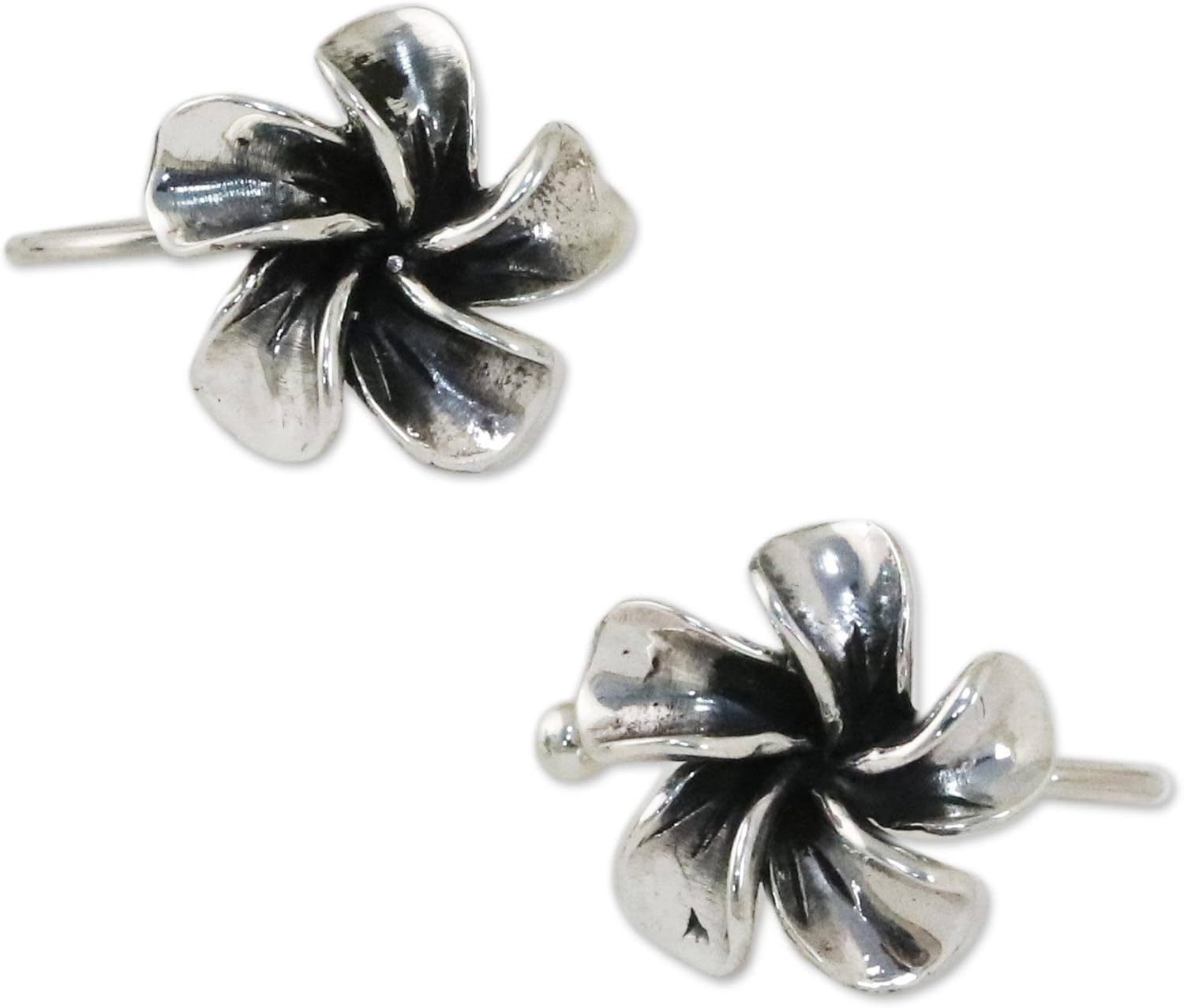 NOVICA Set of 2 Plumeria Flower .925 Sterling Silver Ear Cuffs 'Frangipani Sprial' (pair): Clothing, Shoes & Jewelry